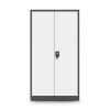 Plechová policová skříň s dveřmi a skřínkou pro osobní věci TOMASZ, 900 x 1850 x 450 mm, antracitovo-bílá