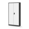 Plechová policová skříň s dveřmi a skřínkou pro osobní věci TOMASZ, 900 x 1850 x 450 mm, antracitovo-bílá